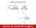 Typical crawler excavator overall dimensions outline blueprint template