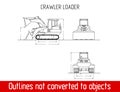 Typical crawler loader overall dimensions outline blueprint template Royalty Free Stock Photo