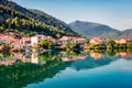 Typical Croatian countreside view with calm sea and sunny morning. Colorful summer seascape of Adriatic sea, Slano willage locatio