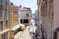 Typical croatian street with colorful buildings on both sides in the old town of Zadar, Croatia Royalty Free Stock Photo