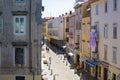 Typical croatian street with colorful buildings on both sides in the old town of Zadar, Croatia Royalty Free Stock Photo