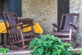 Typical Cuban veranda with rocking chairs