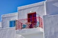 Typical Greek Island Architecture, Red Balcony, Greece Royalty Free Stock Photo