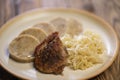 Typical Czech cuisine pork with dumplings and cabbage Royalty Free Stock Photo