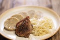 typical Czech cuisine pork with dumplings and cabbage Royalty Free Stock Photo