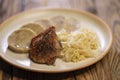 typical Czech cuisine pork with dumplings and cabbage Royalty Free Stock Photo