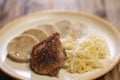 typical Czech cuisine pork with dumplings and cabbage Royalty Free Stock Photo