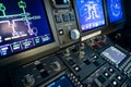 A typical dashboard panel in the cockpit of a private jet plane aircraft. Royalty Free Stock Photo