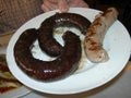 Grilled black and white sausage