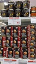 Typical dish of some European countries. belgium or france. snails to eat canned exposed in a store.