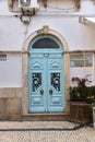 Typical door in the city of Olhao, Portugal