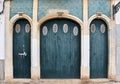 Typical door in the city of Olhao, Portugal