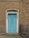 Typical Dublin house door in light blue