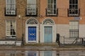 Typical Dublin row houses with doors inyellow