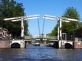 Typical Dutch bascule Bridge in Amsterdam Royalty Free Stock Photo