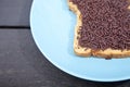 Typical Dutch bread with chocolate hagelslag