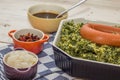 Typical dutch dish boerenkool with pickled onions Royalty Free Stock Photo