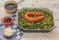 Typical dutch dish boerenkool with smoked sausage Royalty Free Stock Photo