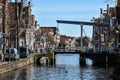 Typical dutch drawbridge over a canal in Alkmaar