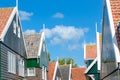 Typical Dutch Family Houses, Traditional Village Historic Architecture Of Marken Island, Netherlands, Holland