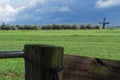 Typical Dutch landscape in Alblasserdam, mill of Bleskensgraaf,  The Netherlands. Royalty Free Stock Photo