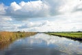 Typical dutch landscape with meadows, water and cloudscapes Royalty Free Stock Photo