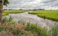 Typical Dutch polder landscape on a cloudy day Royalty Free Stock Photo