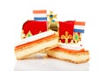 Typical Dutch tompouce sweet with crown Royalty Free Stock Photo