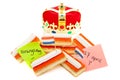 Typical Dutch tompouce sweet with crown Royalty Free Stock Photo