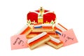 Typical Dutch tompouce sweet with crown Royalty Free Stock Photo