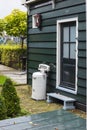 Typical Dutch village houses facade. Authentic style at Zaanse Schans in Netherlands Royalty Free Stock Photo