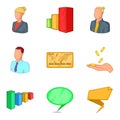 Typical employee icons set, cartoon style