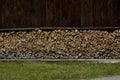 Typical european woodshed in the Alps Royalty Free Stock Photo