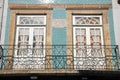 Typical facade of palaces in Ribeira district of Porto, Portugal