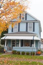 Typical Family Home: Blue Siding and Halloween Decor