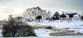 A typical farm of Apulia (masseria) after heavy snow Royalty Free Stock Photo