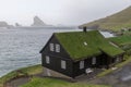 Typical Faroese house close to the sea, BÃÂ¸ur, Vagar, Faroe Islands Royalty Free Stock Photo