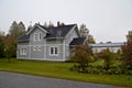 Typical Finnish house in the city of Kuhmo, Finland Royalty Free Stock Photo