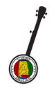 Traditional 5 String Banjo Silhouette With Alabama State Seal Icon