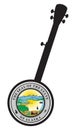 Traditional 5 String Banjo Silhouette With Alaska State Seal Icon