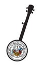 Traditional 5 String Banjo Silhouette With Arkansas State Seal Icon