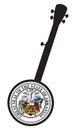 Traditional 5 String Banjo Silhouette With Arkansas State Seal Icon Royalty Free Stock Photo