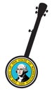 Traditional 5 String Banjo Silhouette With Washington State Seal Icon Royalty Free Stock Photo