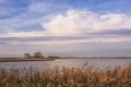 Typical flat Dutch polder with its ditches and lakes