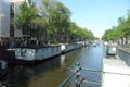 Typical floating house in Amsterdam in the Netherlands