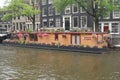 Typical floating house in Amsterdam in the Netherlands Royalty Free Stock Photo