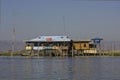 Typical floating houses on Inle Lake, Myanmar.