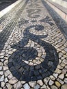 Typical floor in the sidewalks of Lisbon. Portugal. Royalty Free Stock Photo