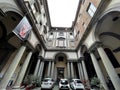 Typical Florence architectural panorama of a palazzo with open ceiling and rectangular arcade