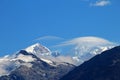 Typical foehn clouds, altocumulus lenticularis lent, Patagonia, Chile Royalty Free Stock Photo